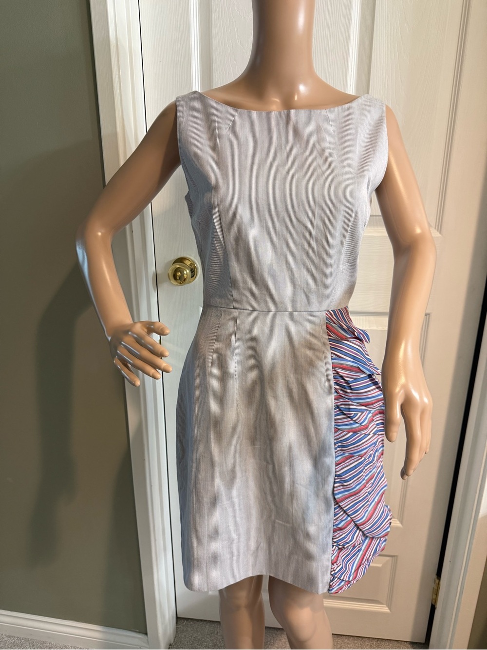 NWT Zacharys Smile White Label Striped Dress 4 Cotton Office Classic Sheath